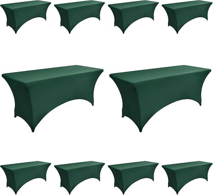 10-Pack 6ft Spandex Table Covers for Rectangle Standard Folding Tables - Wrinkle Resistant Stretch Tablecloths - Ultimate Fitted Table Protector for Parties, Banquet, Wedding