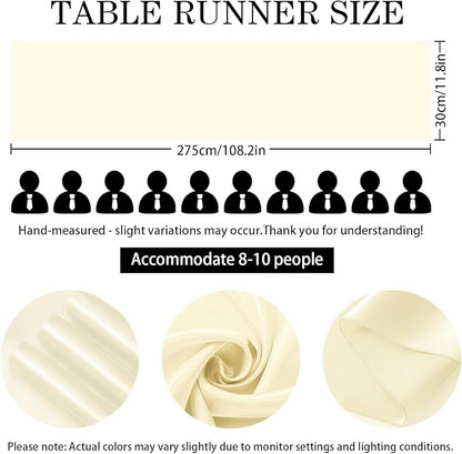 SHEJIZE 20 Pack White Satin Table Runner 12x108 Inches Long, Bright Silky Smooth Satin Table Runner Table Decor for Wedding Banquet Christmas Prom Event Birthday Party