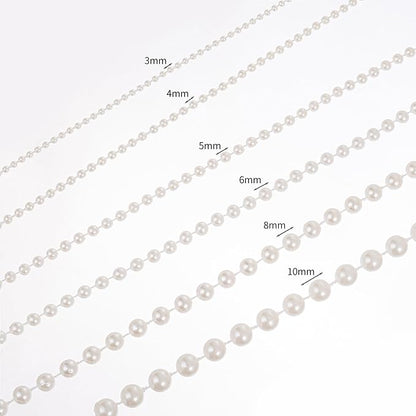 3mm Millet Beads Crafts Faux Pearl Beads Garland Pearl Bead Roll Strand of Pearls to Decorate Floral Centerpieces Wedding Party Favor Christmas Tree(33 Feet White)