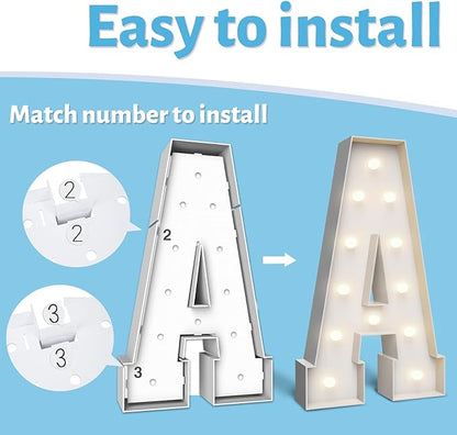 4FT Marquee Light Up Letters B,Party Decoration Large Marquee Light Up Letters with Weighted Water Bag,Pre-cut Foam Board Set Can Be Used for Birthdays,Weddings,Baby Anniversaries