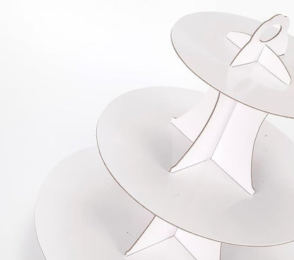 2Pcs 3-Tier Cupcake Stand, Cake Stand holder, Tiered DIY Cupcake Stand Tower for Dessert Table Displays, Birthday Theme Party Favors Decoration, Floral Tea Party, 12" W x 12.8" H, White