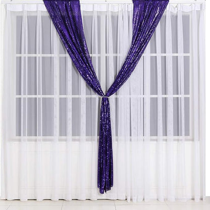 Eternal Beauty Sequin Backdrop Curtains, 2x8 Ft-2 Panels Purple Back Drop for Shimmer Photography Party Wedding Birthday Decor