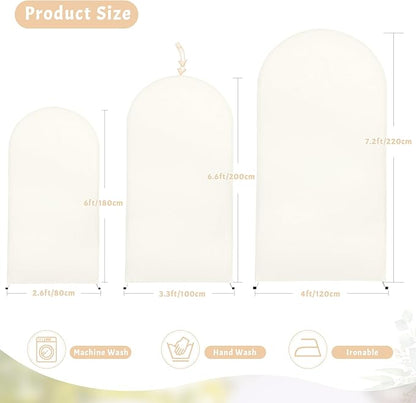 6FT Ivory Arch Cover - Polyester Fitted Wedding Arch Stand Covers Round Top Chiara Arch Backdrop Cover for Birthday Party Banquet Photo Background Decoration