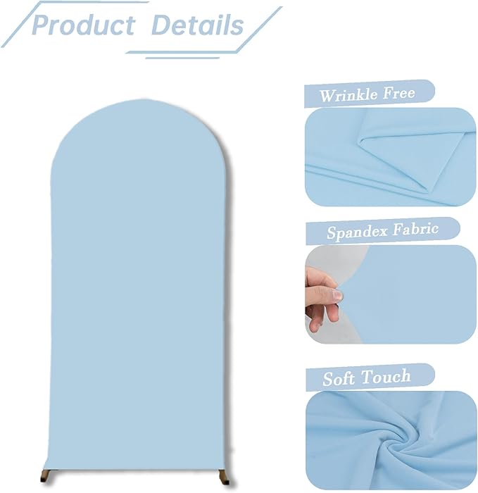 bricia Wedding Arch Backdrop Stand Cover, 7.2FT Double Sided Stretchy Arch Cover Fitted Wedding Birthday Party Banquet Decoration (Bluemist 86.4''Lx48''W)