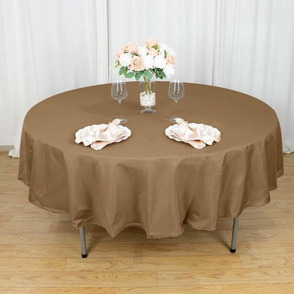 Efavormart Round Tablecloth, 90 Inch Stain & Wrinkle Resistant Washable Table Cloth, Decorative Polyester Fabric Table Cover for Banquet, Wedding, Dining- Taupe