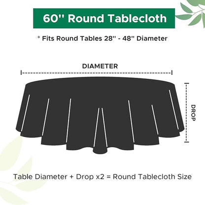 Biscaynebay Textured Fabric Round Tablecloths 60" for Round Tables diameters from 28" to 48", Royal Blue Water Resistant Folding Table Covers Washable for Dining, Kitchen, Wedding, Parties etc