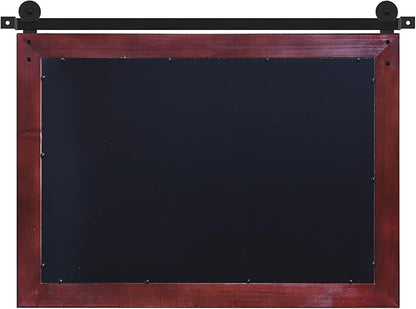 COGOOD Farmhouse Barn Door Mirror - 41" x 26" Rustic Wood Framed Mirror for Bathroom, Living Room, Entryway Wall Decor (Espresso)