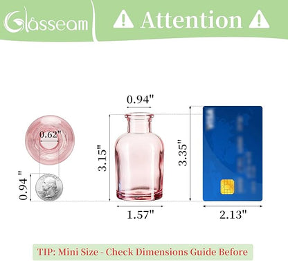 Glasseam Mini Bud Vases for Centerpieces: Colored Small Flower Vase Set of 20 Cute Tiny Glass Vases for Flowers Modern Decorative Wedding Table Centerpiece for Dining Room Decoration
