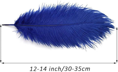 YAKRUNA 30PCS Royal Blue Ostrich Feathers Bulk 12-14 Inches for Centerpieces for Wedding Birthday Gatsby Party, Decorative Plumes for Vase & Table & Christmas Tree Decor (30-35cm, Blue)