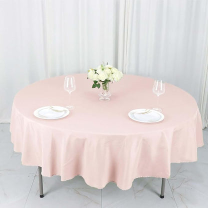 Efavormart Round Tablecloth, 90 Inch Stain & Wrinkle Resistant Washable Table Cloth, Decorative Polyester Fabric Table Cover for Banquet, Wedding, Dining- Blush