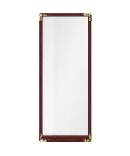 Goodsmart Restaurant Menu Covers - 25 Pack Burgundy 1-Page/2-View 4.25" x 11", Top-Loading Vinyl Menu Holders with Clear Sleeves, Double-Stitched Edge, Leather-Style Café Covers with Gold Corners