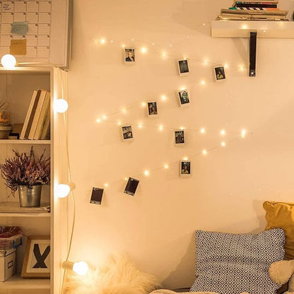 Photo Clip String Light - 33Ft 100LED Fairy Lights with Clips for Pictures With Timer, Photo Light with 50 Clear Clips for Bedroom Christmas Wedding Décor