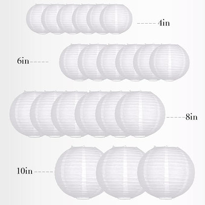 ADLKGG White Paper Lanterns Party Decorative, White Round Hanging Paper Lanterns Decorations for Graduation Wedding Engagement Birthday Party Decorations, 21pcs