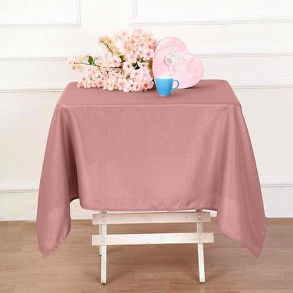 Efavormart 54x54 Dusty Rose Wholesale Linens Seamless Polyester Square Linen Tablecloth for Wedding Banquet Party Restaurant