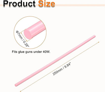HARFINGTON 10pcs Hot Glue Sticks 0.28" Dia x 9.84" Long EVA Mini Hot Melt Adhesive Glue Stick for Hot Melt Gun Wood Plastic Glass Flowers Fabrics Foam, Pink
