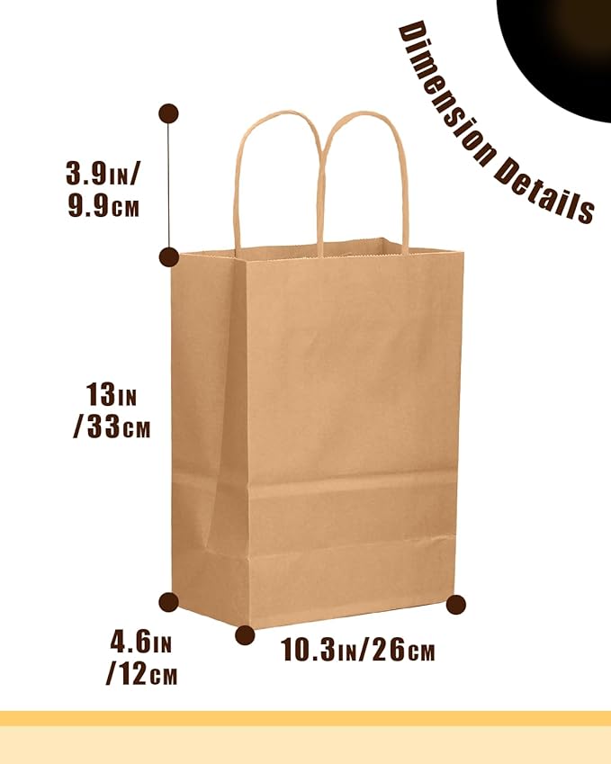 qiqee 30-Packs Brown Gift Bags with Handles Bulk 13''x5 x10 Large Size Kraft Paper Bags Multiple Uses (Large Size)