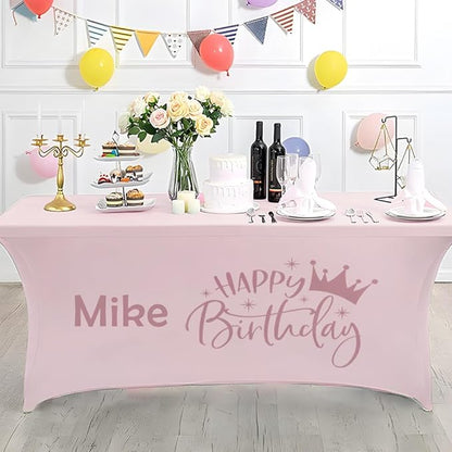 Custom Table Cloth with Business Logo 4FT 5FT 6 FT 8 FT Spandex Customized Table Cover Stretch for Tradeshow Events Birthday Wedding Anniversary Mantel Personalized Table Cloth (5FT)