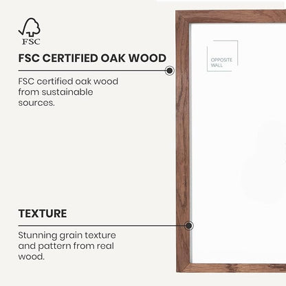 Opposite Wall - 8x8 in - Dark Solid Oak Wood Picture Frame - Lightweight, Versatile & Shatterproof - Wall Hanging Poster or Photo Frame - Wall Decor for Office, Gallery & Home