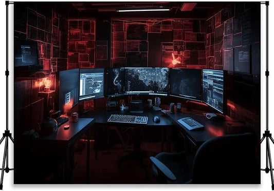 Computer Photo Backdrop Computers Hacker Room Background for Photography Party Room Decorations Photo Booth Props Supplies YUNBSJ007