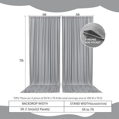 2 Panels Dark Gray Backdrop Curtain, 10 x 7 Feet Background Curtains for Parties, Weddings, Baby Showers, Bachelorette Halloween, Christmas Birthday Party Photoshoot Backdrop Curtains Decorations