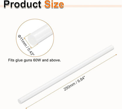 HARFINGTON 10pcs Hot Glue Sticks 0.43" Dia x 9.84" Long EVA Mini Hot Melt Adhesive Glue Stick for Hot Melt Gun Wood Plastic Glass Flowers Fabrics Foam, White