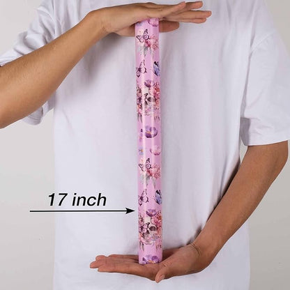 Aimyoo Gothic Wrapping Paper Roll, 17 Inch X 33 Feet Skull Floral Butterfly Design Gift Wrap Paper for Mother's Day, Birthday Bridal Shower