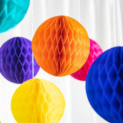 Colorful Rainbow Hanging Tissue Paper Honeycomb Balls Pride Party Decorations Pom Poms for Rainbow Sunshine Cloud Sun Themed Birthday Baby Shower Gender Reveal Wedding Party Décor