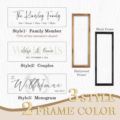 Last Name Signs for Home, Personalized Wall Decor, Monogram Gifts, Framed Wooden Family Name Sign for Home Decor, Custom Wood Signs, Established Signs