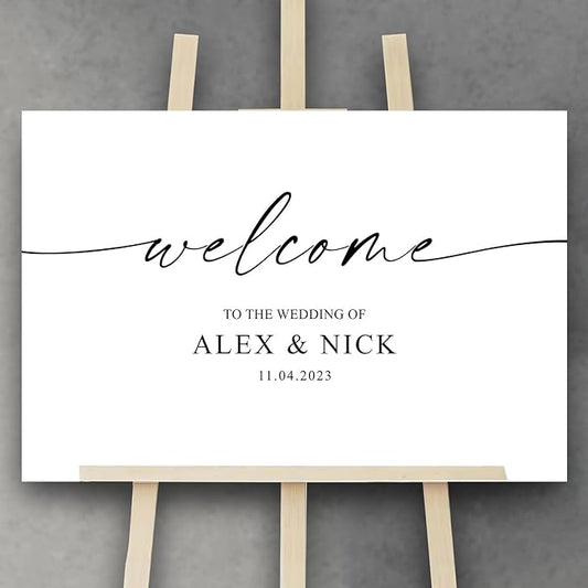 Script Calligraphy Wedding Welcome Signs, Welcome Sign Wedding, Customized Wedding Welcome Sign, Custom Wedding Welcome Sign
