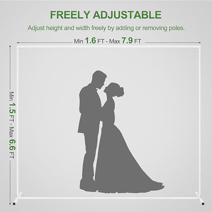 Walensee 7.9FTx6.6FT White Wedding Arch Backdrop Stand, Adjustable Square Metal Arch Frame for Ceremony Party Birthday Baby Shower Bridal AnniversaryGarden Balloon Photo Decoration