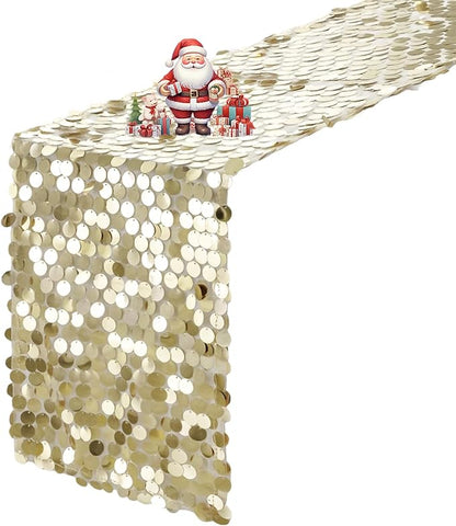 VHH Sequin Table Runner 12 x 108 inches Champagne Table Runner, Glitter Runner for Party Wedding Birthday, Party Spring Easter Rustic, Birthday Supplies Decorations (1 Pack).
