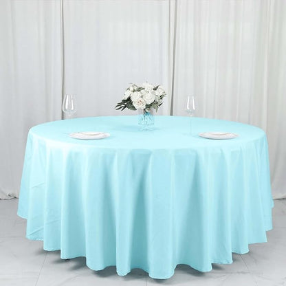 Efavormart Round Tablecloth, 108 Inch Stain & Wrinkle Resistant Washable Table Cloth, Decorative Polyester Fabric Table Cover for Banquet, Wedding, Dining- Blue
