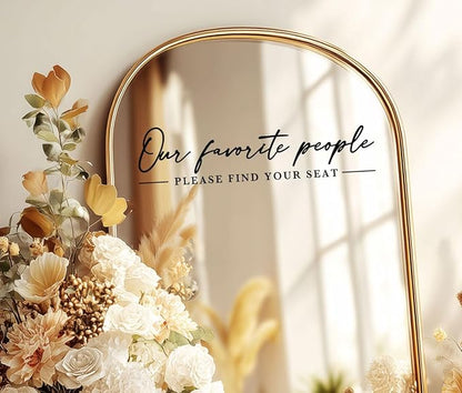 Our Favorite People Decal for Calligraphy Wedding Seating Chart Sign for Vinyl Sign Please Find Your Seat Mirror Vinyl Decal (Black, 20 inches Wide)