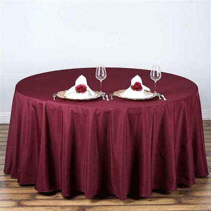 Efavormart Round Tablecloth, 108 Inch Stain & Wrinkle Resistant Washable Table Cloth, Decorative Polyester Fabric Table Cover for Banquet, Wedding, Dining- Burgundy