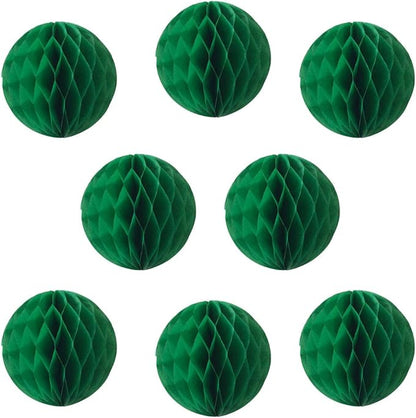 8pcs 10 inch Paper Honeycomb Balls Decorative Tissue Pom Poms Flower Art Hanging Balls for Birthday Wedding Nursery Baby Shower Home Decor (10inch, Dark Green)