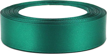 Dark green Solid Satin Ribbon 1 Inch 25 Yards Solid Polyester Fabric Ribbon for Gift Wrapping Wedding Christmas Baby Shower Birthday Party Decoration Handmade Immortal Flower Craft
