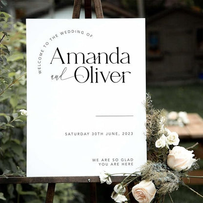 Minimalist Modern Wedding Welcome Sign - Large Poster, Simple Editable Reception Sign