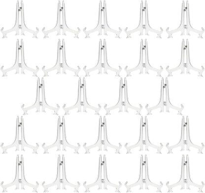 Juvale Mini Clear Acrylic Easel Stands - 24-Pack, 5.3-Inch, Clear Plastic - Mini Easel Sign Stand & Greeting & Place Card Display - Tabletop Photo Holders & Plate Holders