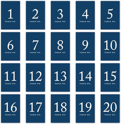 Andaz Press Table Numbers 1-20 On Perforated Paper, Navy Blue, 4X6-Inch Single Sided Sign, 1-Set, Graduation Table Numbers For Wedding Reception Blue Numbers