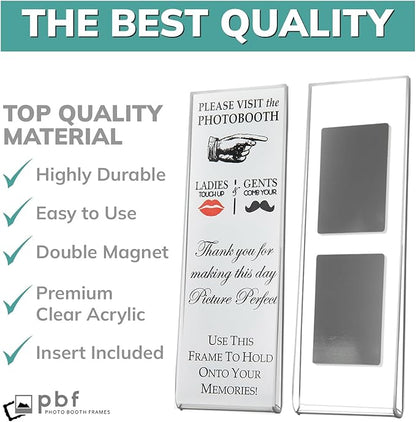 Photo Booth Frames - 2x6 Inch Clear Acrylic Magnetic Picture Frame for Refrigerator, Office Cabinet, Locker, or Dishwasher - 12 Count