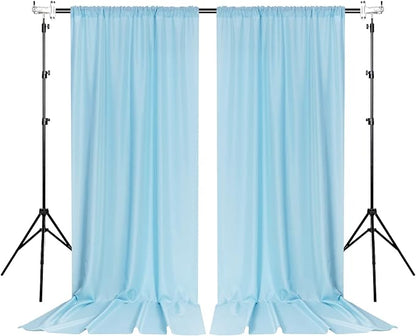 MYSKY HOME 10ft x 7ft Light Blue Backdrop Curtains for Parties, Weddings, Stage, Baby Showers, Birthdays - 5ft x 7ft, 2 Panels