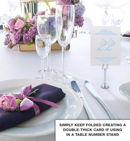 Paisley Wedding Table Numbers (Select Color/Quantity), Champagne, Light Blue, 1-15, Double Sided, Tent or Use in a Stand, Great for Parties & Restaurants - Made in the USA
