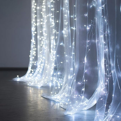 Fairy Curtain Lights, 200 LED Upgraded Tangle-Free Hanging Lights with Remote, USB Plug in String Lights for Bedroom Wall Window Wedding Party Xmas Home Décor - 6.6 x 6.6 Ft, Cool White