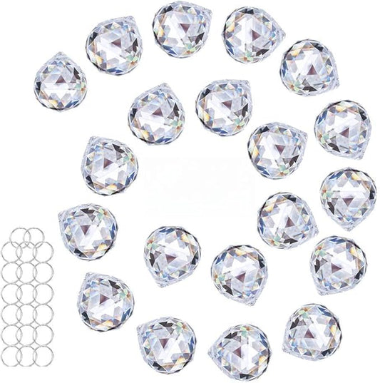 Crystalsuncatcher 20Pcs 1.75 inch/40mm Clear Crystal Ball Prism Pendant Suncatcher for Feng Shui/Divination or Wedding/Home/Office Decoration