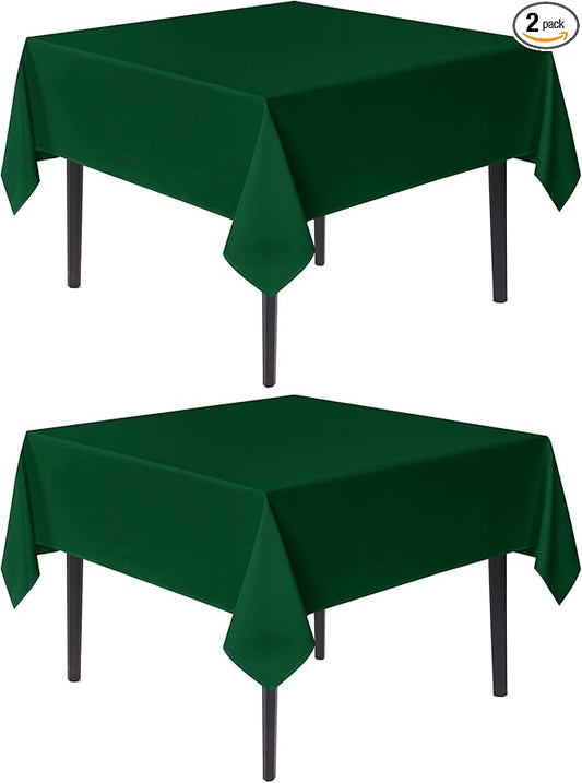 sancua Square Tablecloths 60x60 Inch Hunter Green, 2 Pack - Fabric Table Cloth for Square or Round Tables, Washable Polyester Table Cover for Christmas Dinner, Holiday Party, Display Tables