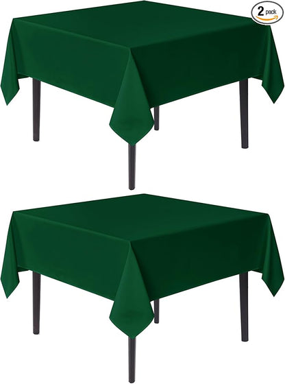 sancua Square Tablecloths 85x85 Inch Hunter Green, 2 Pack - Fabric Table Cloth for Square or Round Tables, Washable Polyester Table Cover for Christmas Dinner, Holiday Party, Display Tables