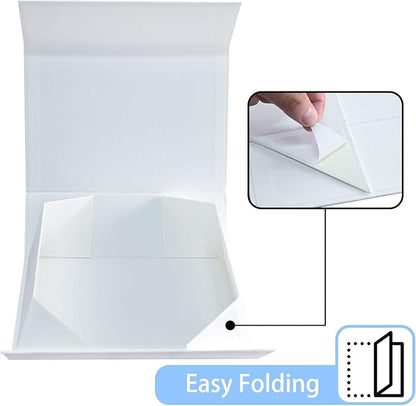 LIFELUM White Gift Boxes 2 Pack 13.85 x 8.35 x 4.45 Large Gift Boxes with Magnetic Lid Wedding Box for Presents Contains Card, Ribbon, Shredded Paper Filler Box for Gift