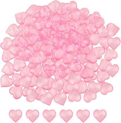 Fangoo 220 Pieces Pink Acrylic Heart Flat Back Heart Gems for Valentine's Day Decorations, Vase Filler, Table Scatter Decoration, Wedding Decorations,Home Decorations(Pink, 1LB)