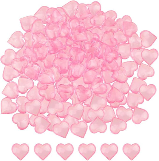 Fangoo 220 Pieces Pink Acrylic Heart Flat Back Heart Gems for Valentine's Day Decorations, Vase Filler, Table Scatter Decoration, Wedding Decorations,Home Decorations(Pink, 1LB)