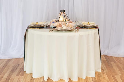 LTC LINENS 10 Pack 108 Inch Round Tablecloths Ivory - Bulk for 48 Inch Round Table Floor Length - Wrinkle Resistant Polyester Fabric Cloth for Wedding